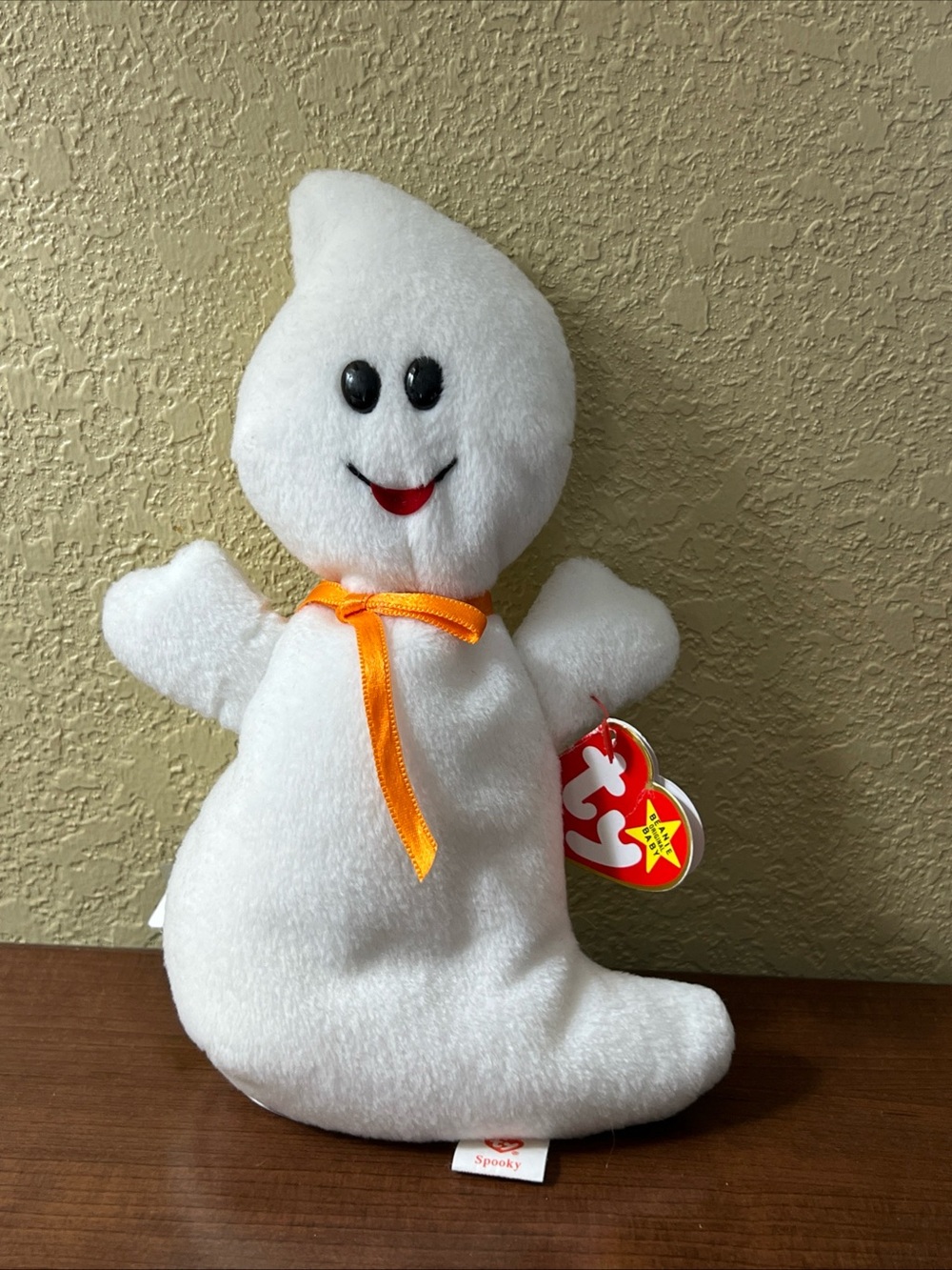TY Beanie Babies SPOOKY the Ghost 8” Halloween White Plush Toy 1995 Vintage